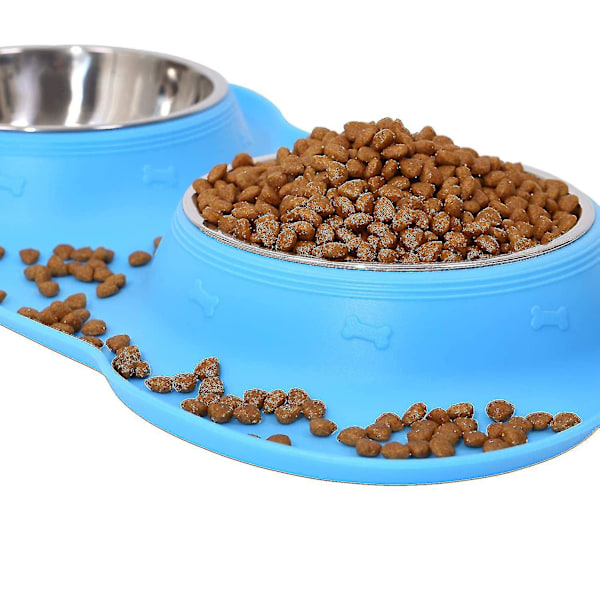 Spildsikker og skridsikker silikone madskål til hunde 1 stk. blå