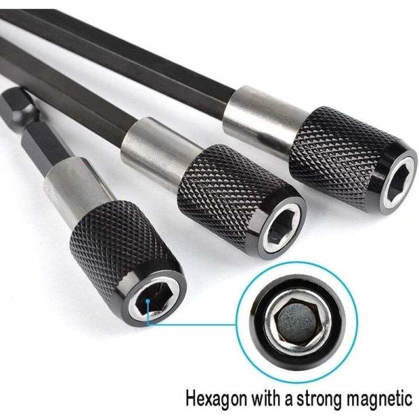Skruetrækker forlænger magnetisk forlængerstang Skruetrækker Bit Holder 60mm/100mm/150mm 3 stk.