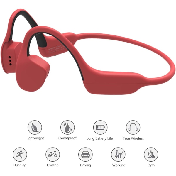 Trådlösa Bluetooth-hörlurar med nackband, vattentäta benledningshörlurar för sport