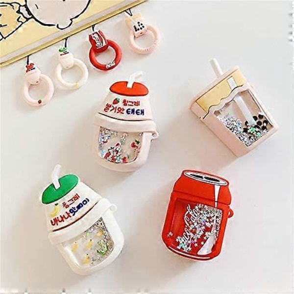 AirPods-fodral, Super Söt Kreativ Rörlig Sandsand Mjölk Te Flaska Cola Flaska Form AirPods-fodral, Mjuk Silikon Skydd Hörlurar Skydd Hud för Ai