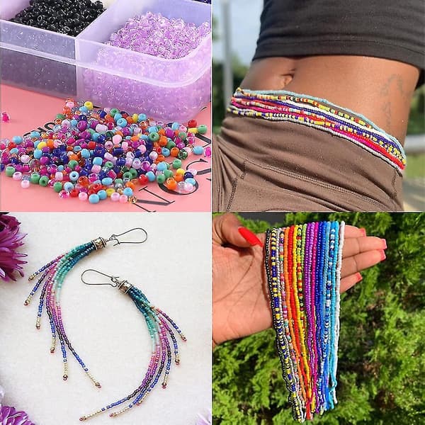 Glasfröperler, Bokstavspärlor med Hummerlås Elastiska Snören, Öppna Hoppringar och Förpackningslåda, Används för Smycken