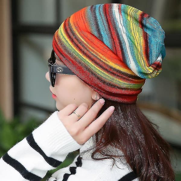 Ny unisex randig mössa mössa kvinnor män plysch ull höst vinter varm