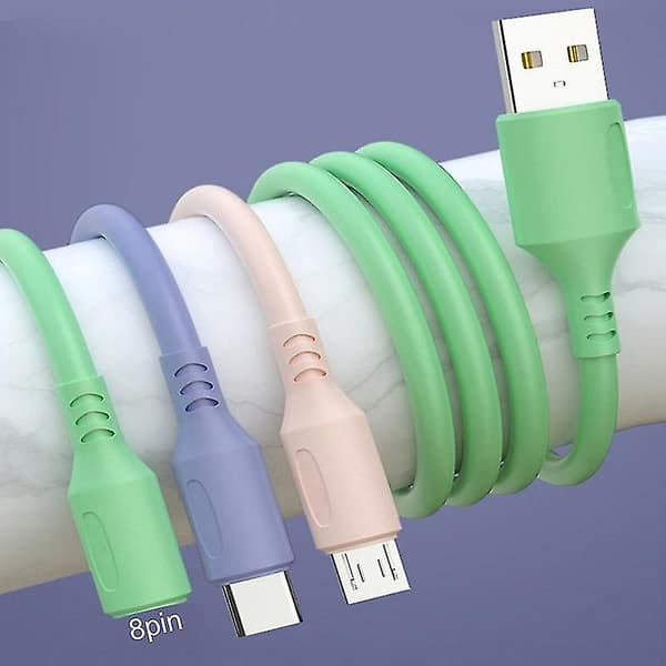 Datakabel 3-i-1 Universal 1,2m 8pin Type-c Micro Usb Hurtiglading Ledning Kompatibel Iphone Q（Grønn）