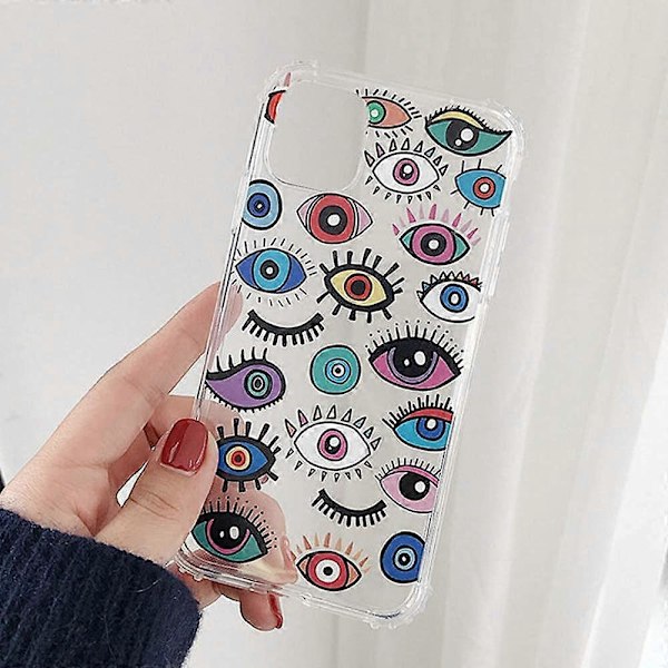 iPhone 12 och iPhone 12 Pro Skal Söt Rolig Ögon Mönster Klar Design Transparent Mjuk TPU Stötfångare Skyddande Skal Cover för Apple iPhone 12 / 12Pro -C