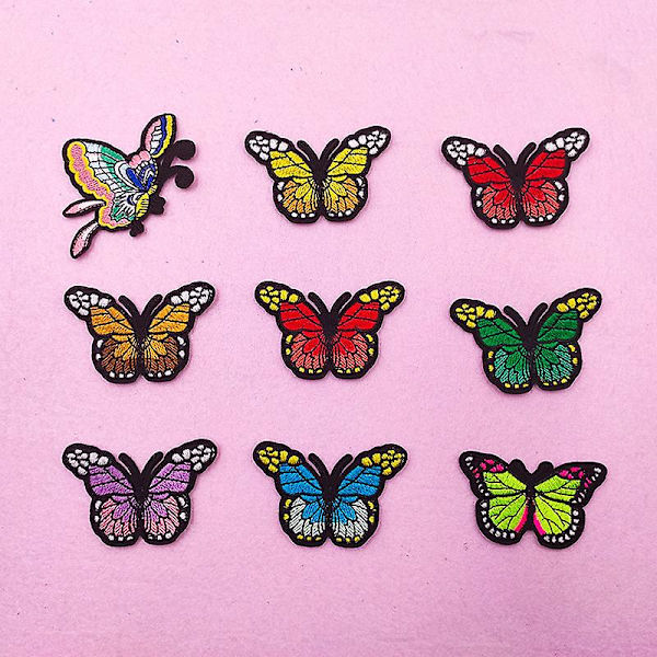 Dww-13 stykker sommerfugle broderi stryge-på patch, broderi klistermærke stryge-på patches sy-på ecusson klistermærker til tøj, rygsække, jeans, bryst
