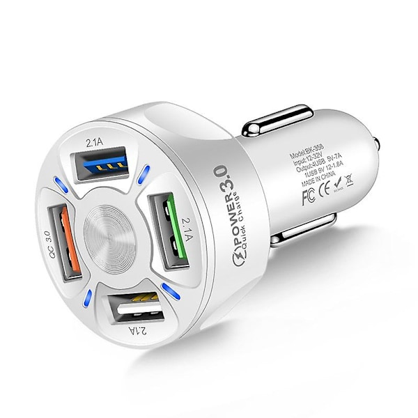 4-portars USB-billaddare för bil Snabbladdning 3.0 Snabbladdning Qc 3.0 USB-billaddaradapter