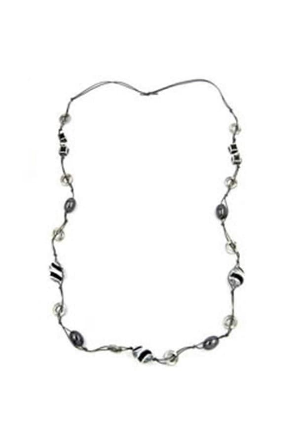 Halsband Pärlor Svart-grå-silver 110cm - Gl02026