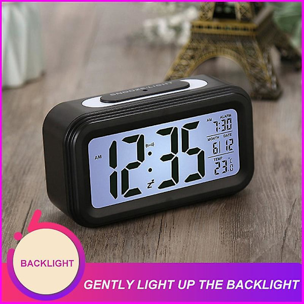 Hem LED Digital Väckarklocka Temperatur & Kalender Snooze Funktion Väckarklocka Ljusstark Bordsur Elektronisk Smart Klocka