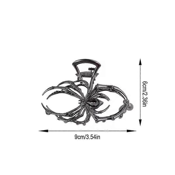 Hårklämma i metall med spindeldesign, silverfärgad Black