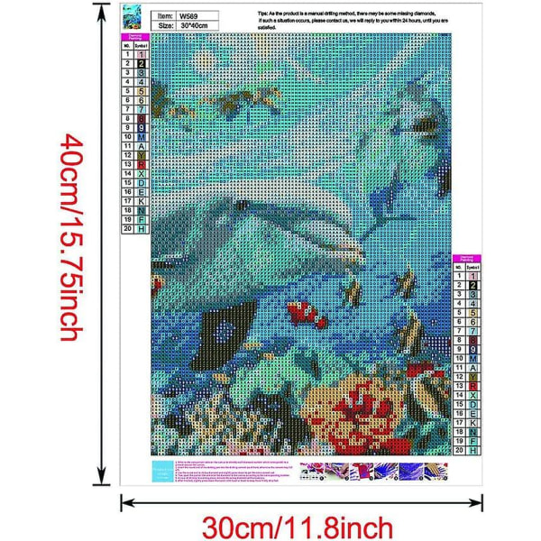 Full Diamond Painting, Whale Dolphin Ocean Diamond Painting Diy 5d Mosaikmålning Number Cross Stitch
