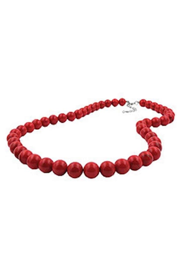 Halsband Pärlor 10mm Röd-svart 80cm - Gl01509-80