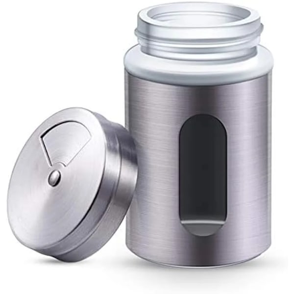 12 kryddburkar silver I Kryddströare rostfritt stål set 90ml I Med visningsfönster & justerbar ströarkontroll I Kryddburkar för kryddor/örter