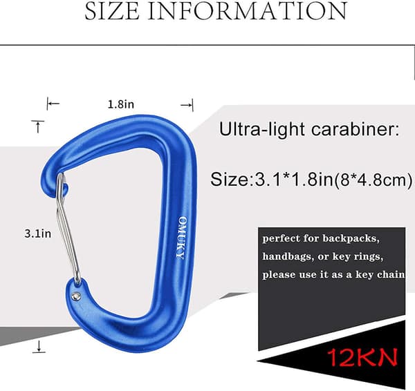 12kn Karbinhake C-formad Snabbklämma 7075 Aluminiumlegering Karbinhake För Utomhusvandring Ryggsäck Hundkoppel