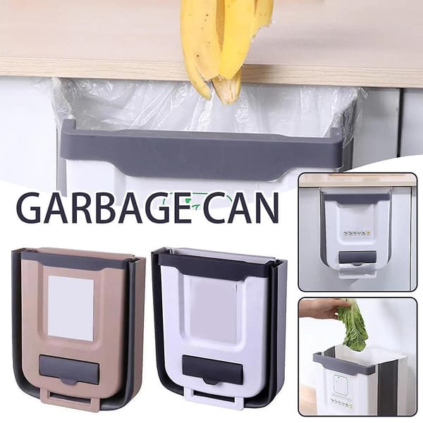 Stansfri väggmonterad soptunna multifunktionell stor soptunna för hem kök（10L，Beige Coffee）