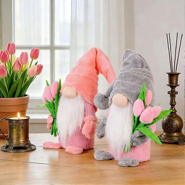 Mors dag-tomte dekoration med tulpanbukett present för hemmet B 1pcs