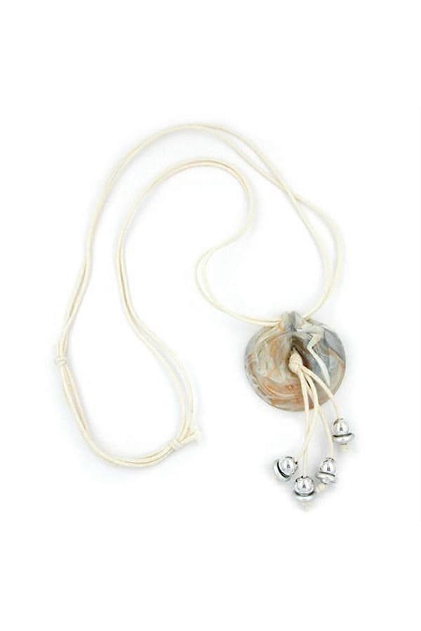Halsband Amulett Grå-vit-brun 100cm - Gl07394
