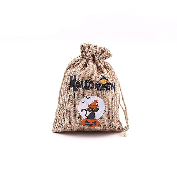 Dww-50 Pack (15 x 20 cm) Jutesäckar Halloween Trick Or Treat Jutesäckar Snörpåse Presentpåsar för Godisfest Godisgåva
