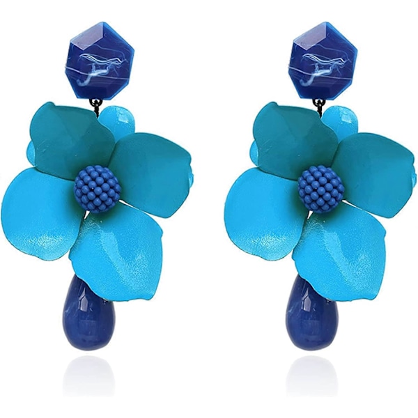 Retro Tårförmad Stor Blomma Hängande Örhängen Boho Lagerblommiga Kronblad Drop Örhängen Statement Mode Örhänge för Kvinnor Flickor