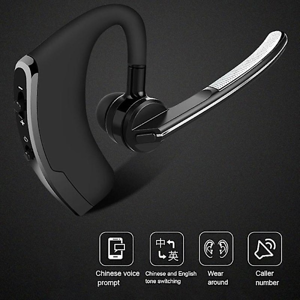 Sann trådlös 5.0 bil Bluetooth-headset enkel öra affärs hängande headset för Android & ios