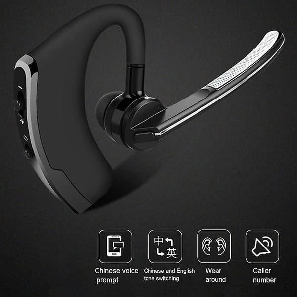 Trådløst 5.0 bil Bluetooth-headset enkelt øre forretningshengende headset for Android og iOS