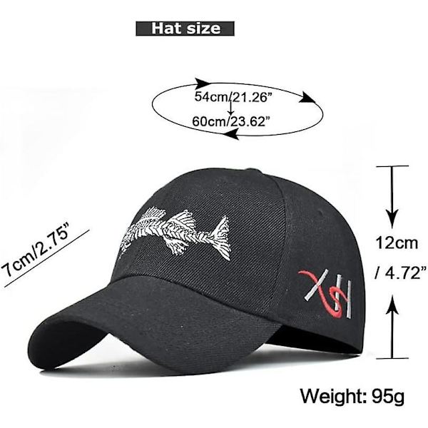 Nopea ostos Uusi 3D Stereo Fish Bone Kirjonta Baseball-lippis Miehet ja naiset Ulkoilukamuflaasipainatus Baseball-lippis Isän lippis（Suuri，Musta）