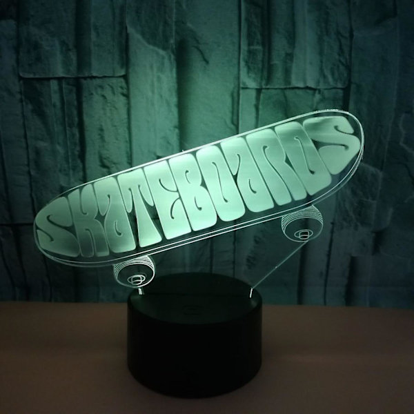 3D optisk illusion skateboard sensor nattlampa