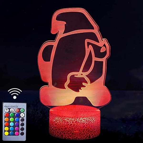 Spill 3D illusjonslampe, spill nattlys for barn, flere farger