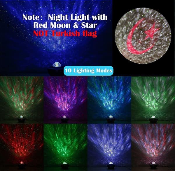 Led-projektorlys Ocean Wave Night Projector med Bluetooth-musikhøjttaler