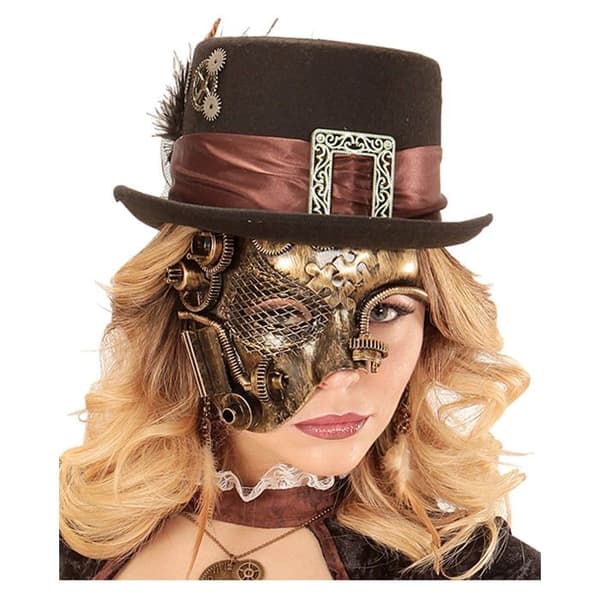 Steampunk Phantom -silmänaamio - HORRORSHOP - Musta ja kulta - Goottilainen Steampunk Halloween-asu