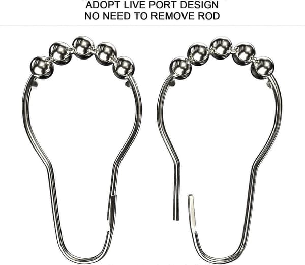 Duschdraperi Krokar Ringar, Rostfria Metall Glidande Duschdraperi Ringar för Badrum Duschstänger Gardiner, 12 Set
