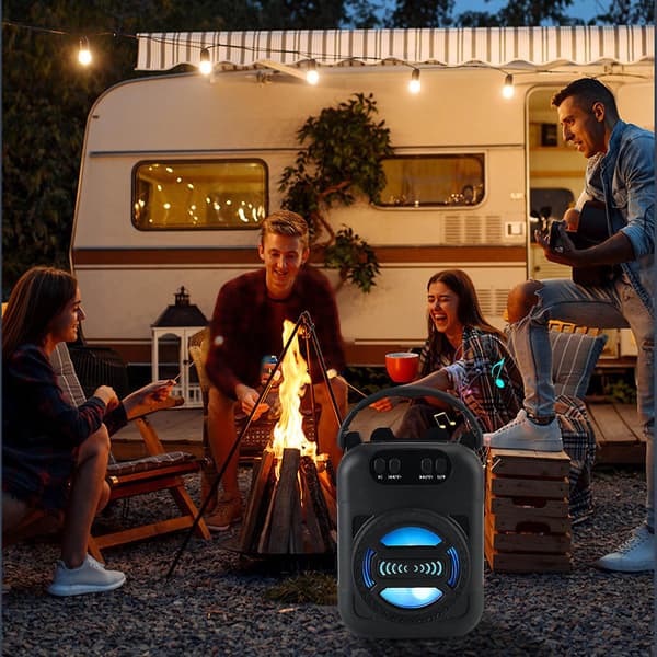 Udendørs bærbar Bluetooth-højttaler med dobbelt subwoofer-bas (sort)