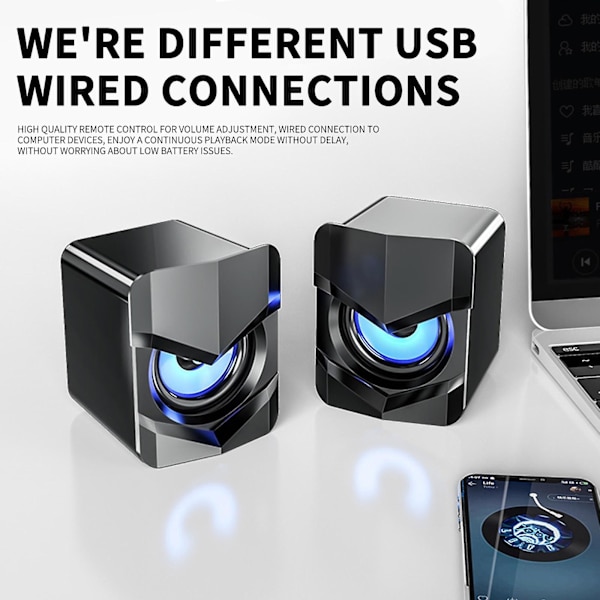 Liten USB-multimediahögtalare med överviktig subwoofer (svart)