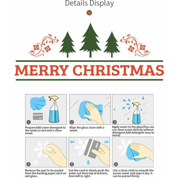 Julepynt, farvede julevinduesmærkater, hvide snefnug-vægklistermærker, vinduesdekoration, sømløse statiske vinduesmærkater (type C),