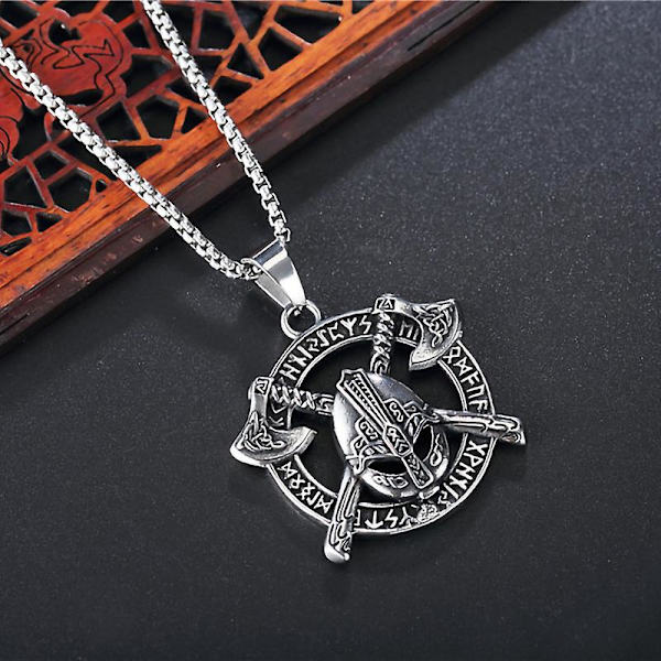Nytt ornament personlighet retro Thor øks øks menn s titan stål anheng halskjede