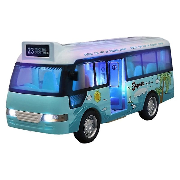 Lasten bussin oven avautuva bussimalli leluauto Inertia Simulation Bus Pojat ja tytöt Lelut（sininen）