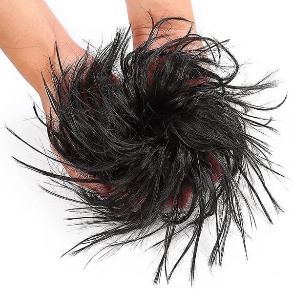 Sort Updo Rod Bun Hårstykke Hårforlængelse Hestehale Med Elastisk Gummibånd