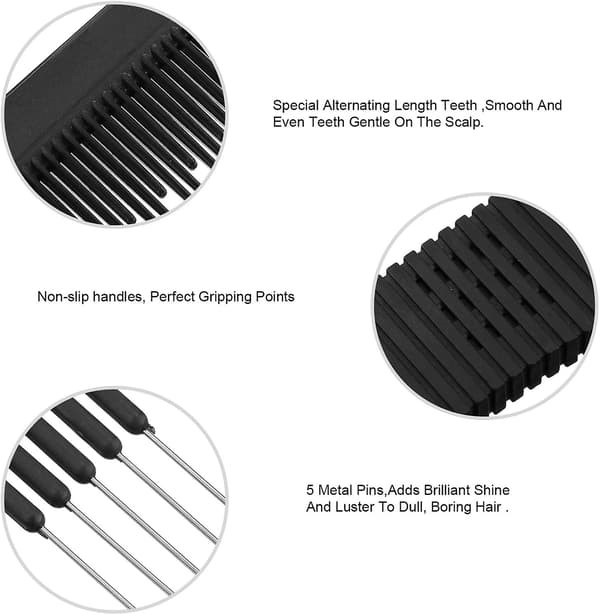 3-pak sorte Carbon Lift Teasing Combs