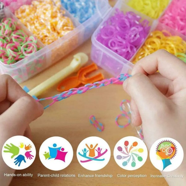 Loom Bands Kit Loom Bands with Loom and Hook Rainbow Webbing Bands för armband