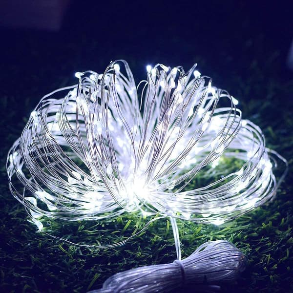 Streng af lys med batteri, [sæt med 4] 10m 100 LED'er Timerfunktion