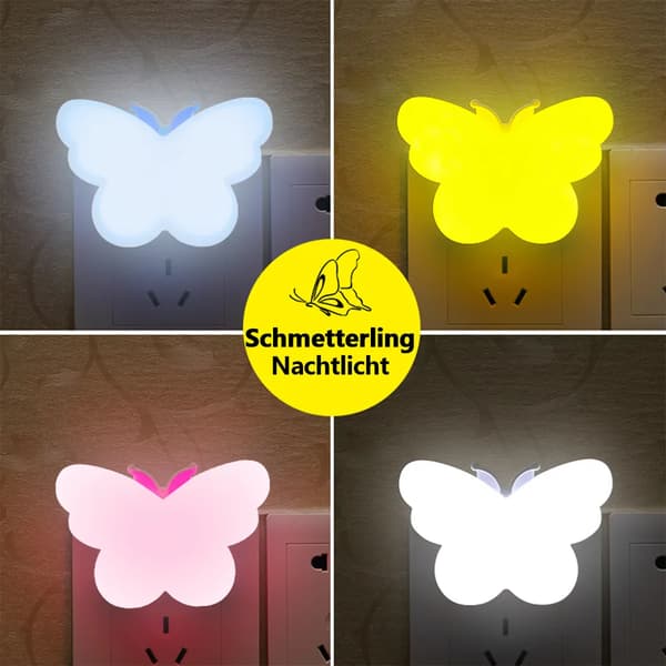 Natlys LED sommerfugl natlys, lyssensitiv, til stikkontakter, 80 * 80 mm