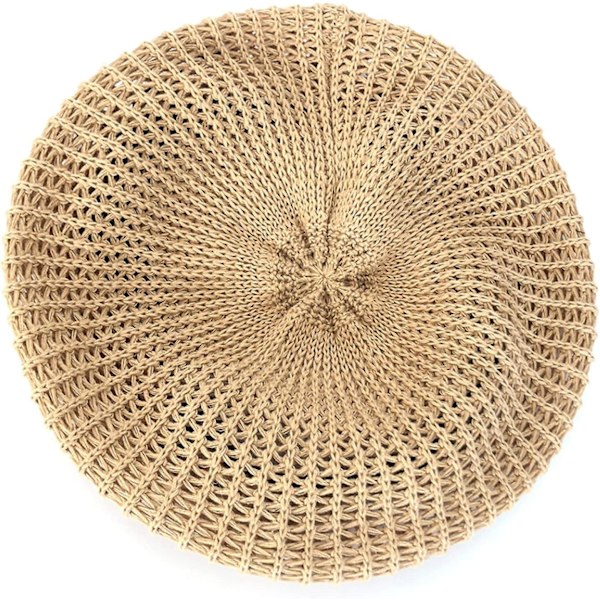 Fransk Beret Retro Forårs Hue Hatte til Kvinder Udhullet Hæklede Udskårne Strikkede Beret Letvægts Kalot Ottekantet Hat（One Size，Lysegul）