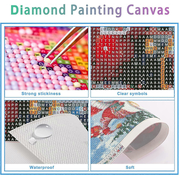 Väggdekoration 5D DIY Juldiamantmålning Kit för Vuxna Barn, Jultomten Full Rund Borr Diamantmålning Konstkit för Nybörjare 5D Gem A