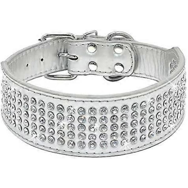 Rhinestone Hundhalsband - 5 Rader Full Sparkly Crystal Diamanter Besatta PU Läder - 2 Tum Bred - Vacker Bling Husdjursutseende för Medelstora & Stora Hundar