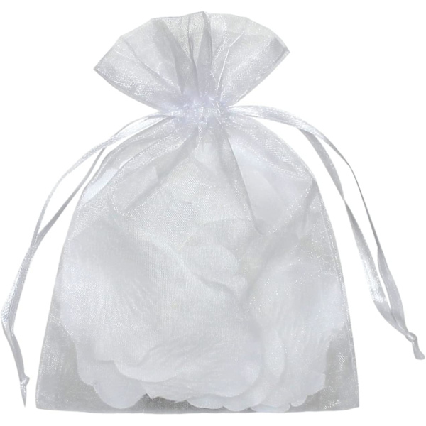 50 stk. Organzaposer 6x9 tommer Snøregaveposer Mesh Gaveposer Hvid Sheer