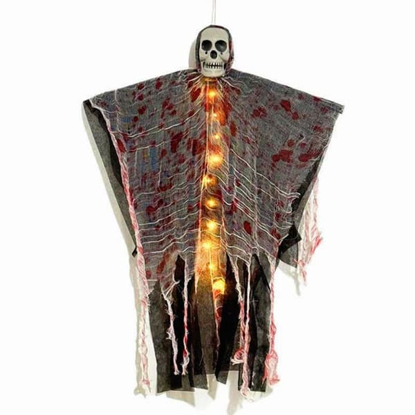 2 Halloween Kraniepynt - Lysende Kranier - Udendørs Hængende Pynt - Spøgelseshus