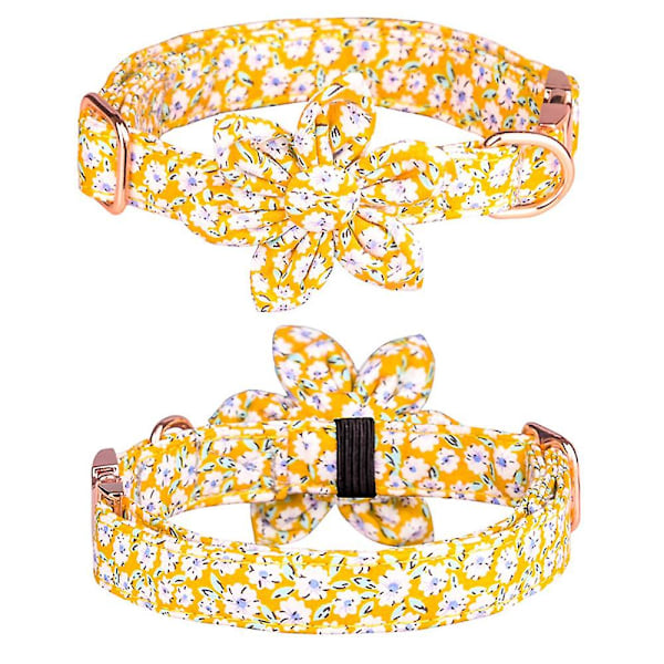 Collar for girls collar for girls with beautiful flowers adjustable metal safety buckle and yellow flower