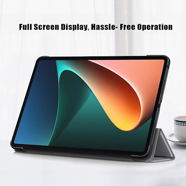 Premium Stand Auto Wake/Sleep Ultra Slim Smart Case Cover med til Xiaomi Pad 5 Pro（Style C Xiaomi Pad 5 Pro，Grå）