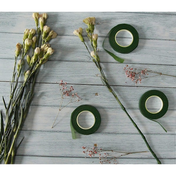 6 Rullar Mörkgrön Blomtejp (12mm Bred, 27 Meter/Rulle)