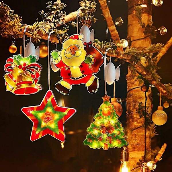 Santa Claus sugekopp LED-lys vindu sugekopp lampe fe lysstreng vindusdekorasjon hengende