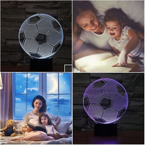 3D optisk illusionslampa LED nattljus fotbollsmodell, touch bordslampa husdekoration